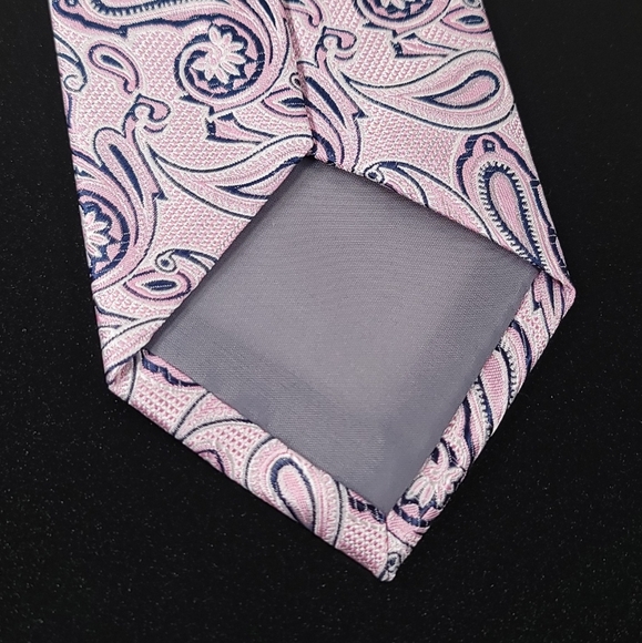 LAURANT BENNET Milano Paisley 100% Micro Fiber Necktie, Color Pink & Blue NWT - Picture 8 of 10